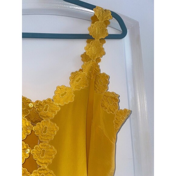 Doen Women’s Flores Silk Cami Top size M NWT Yellow Romantic Boho Retro - Picture 5 of 9